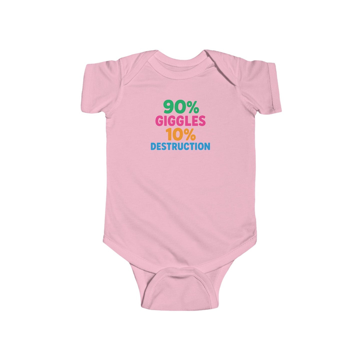 90% Giggles, 10% Destruction - Baby Bodysuit - Bold & Bright