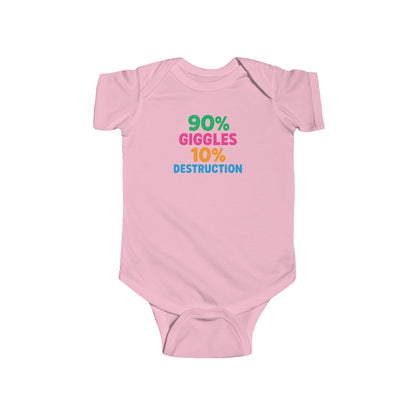 90% Giggles, 10% Destruction - Baby Bodysuit - Bold & Bright