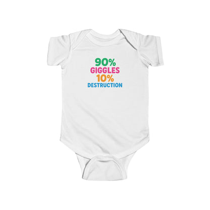 90% Giggles, 10% Destruction - Baby Bodysuit - Bold & Bright