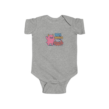 90% Giggles, 10% Destruction - Baby Bodysuit - Pink Monster