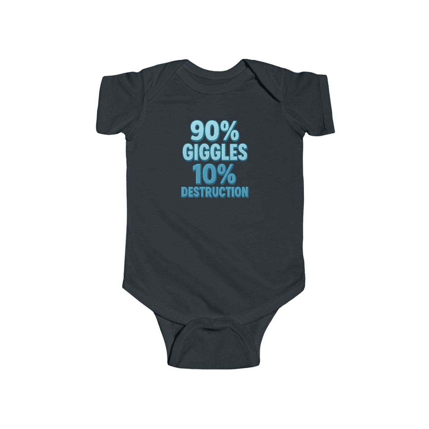 90% Giggles, 10% Destruction - Baby Bodysuit - Bold in Blue