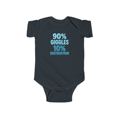 90% Giggles, 10% Destruction - Baby Bodysuit - Bold in Blue