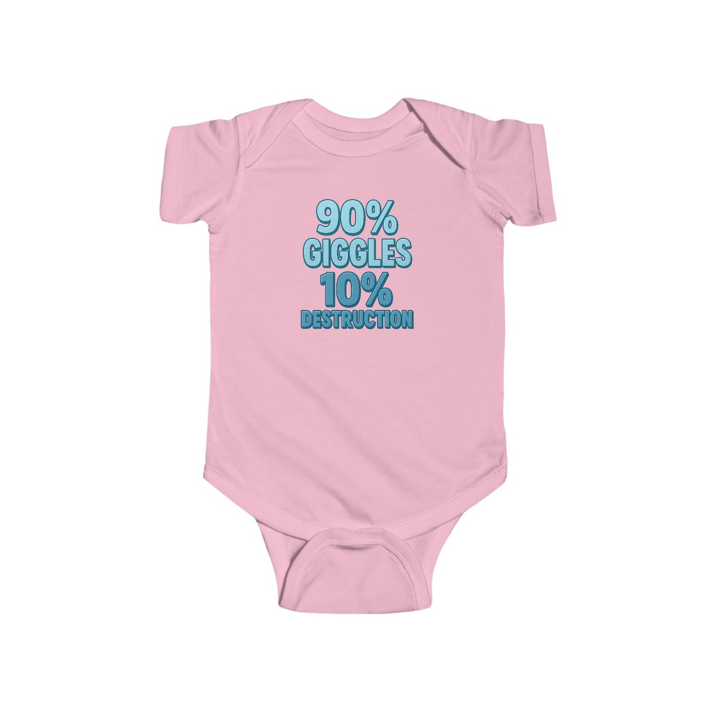 90% Giggles, 10% Destruction - Baby Bodysuit - Bold in Blue