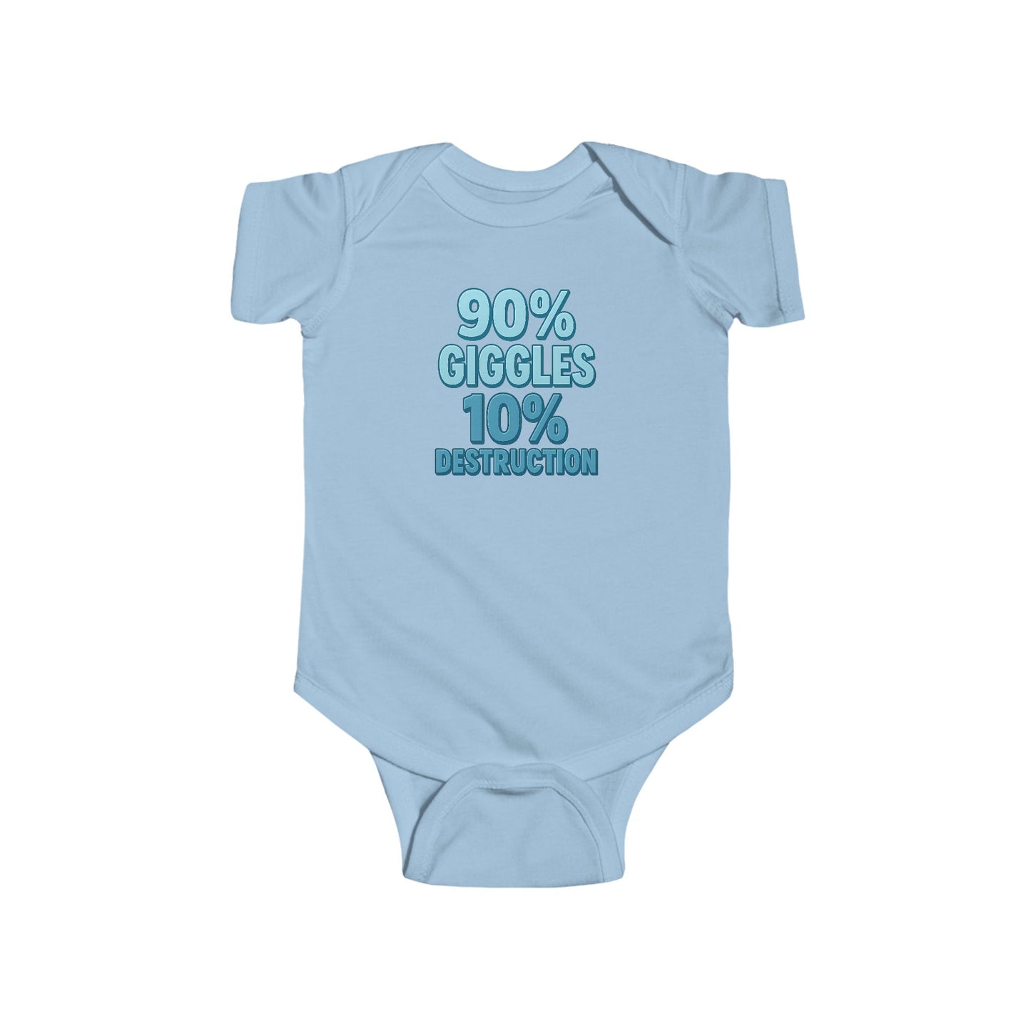 90% Giggles, 10% Destruction - Baby Bodysuit - Bold in Blue