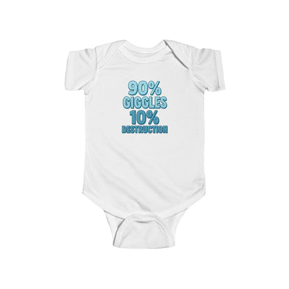 90% Giggles, 10% Destruction - Baby Bodysuit - Bold in Blue