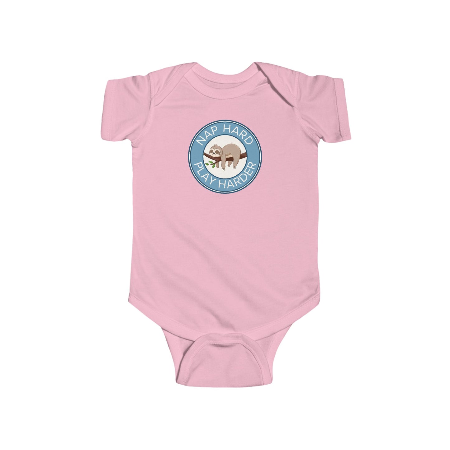 Nap Hard, Play Harder - Baby Bodysuit - Sleepy Sloth in Blue