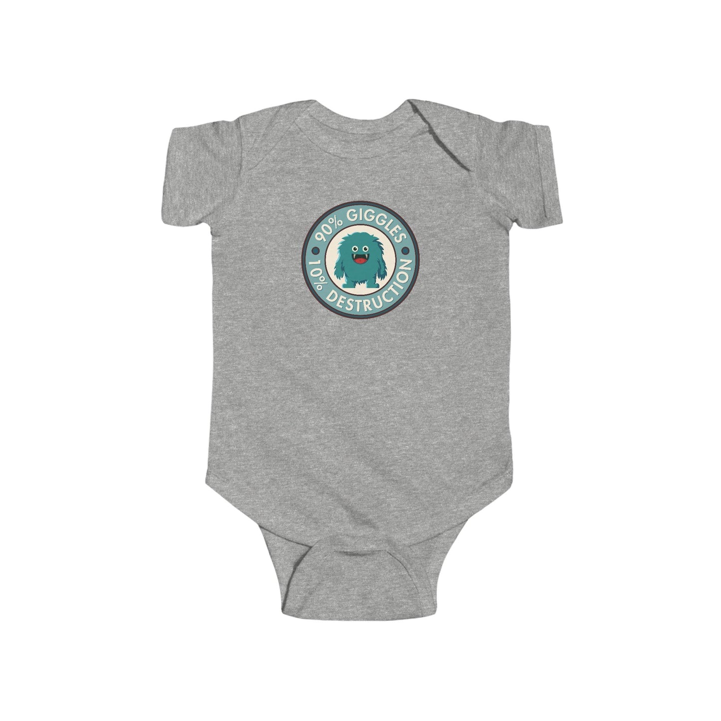 90% Giggles, 10% Destruction - Baby Bodysuit - Blue Giggle Beast