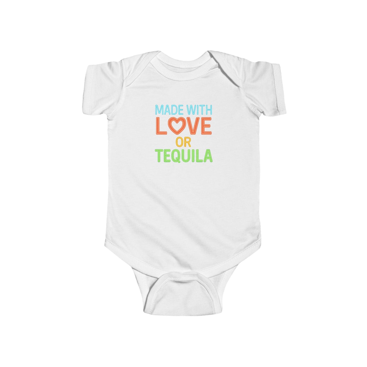 Made With Love, or Little Tequila - Baby Bodysuit - Neon Heart