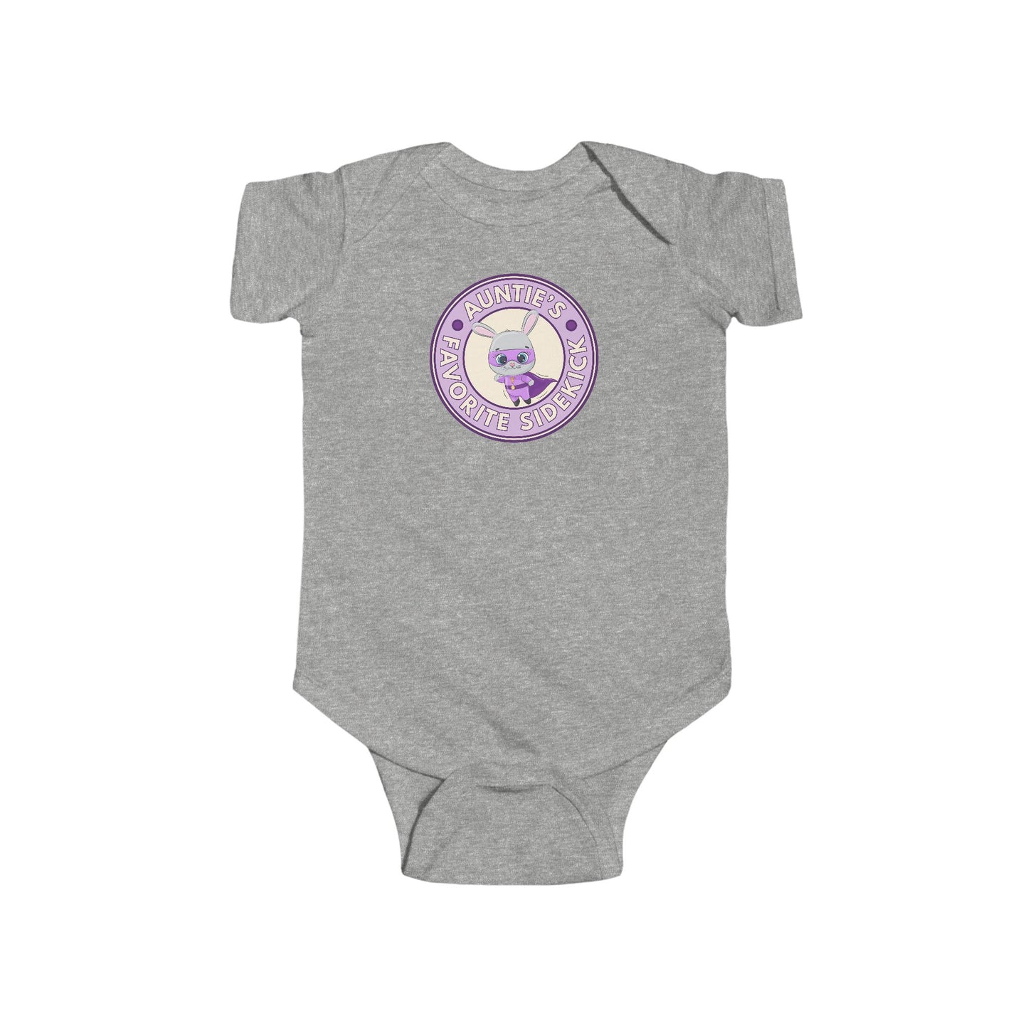 Auntie's Favorite Sidekick - Baby Bodysuit - Superhero Bunny Emblem