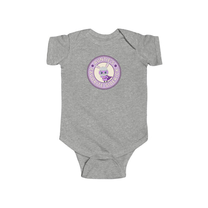 Auntie's Favorite Sidekick - Baby Bodysuit - Superhero Bunny Emblem