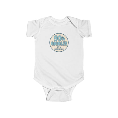 90% Giggles, 10% Destruction - Baby Bodysuit - Modern Stamp in Blue