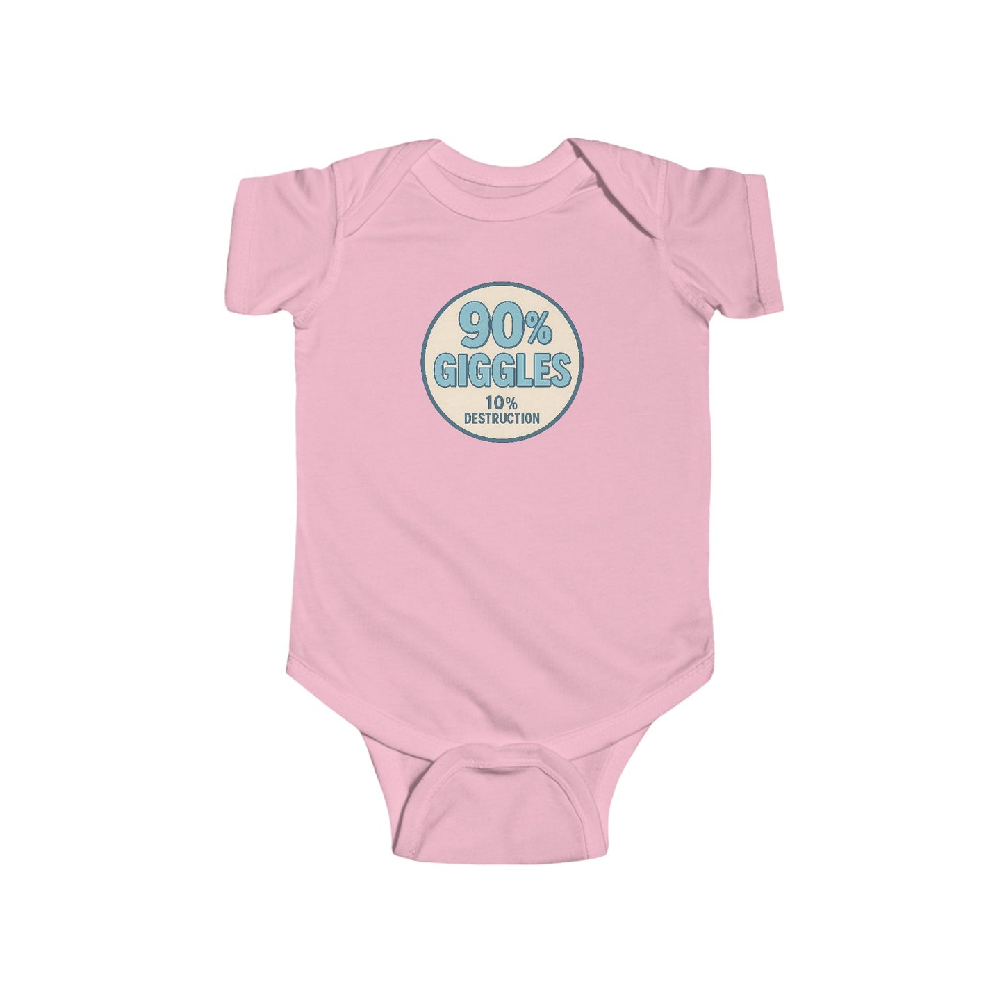 90% Giggles, 10% Destruction - Baby Bodysuit - Modern Stamp in Blue