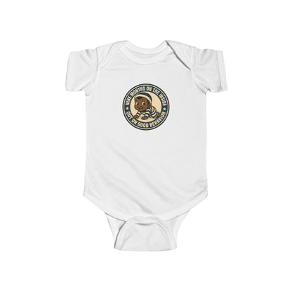 9 Months on the Inside, Out on Good Behavior - Baby Bodysuit - Vintage Stamp Jordan