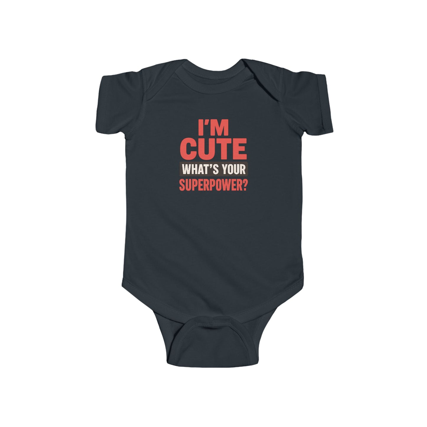 I'm Cute, What's Your Superpower? - Baby Bodysuit - Bold & Cute in red