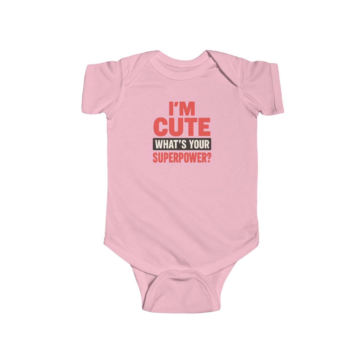 I'm Cute, What's Your Superpower? - Baby Bodysuit - Bold & Cute in red
