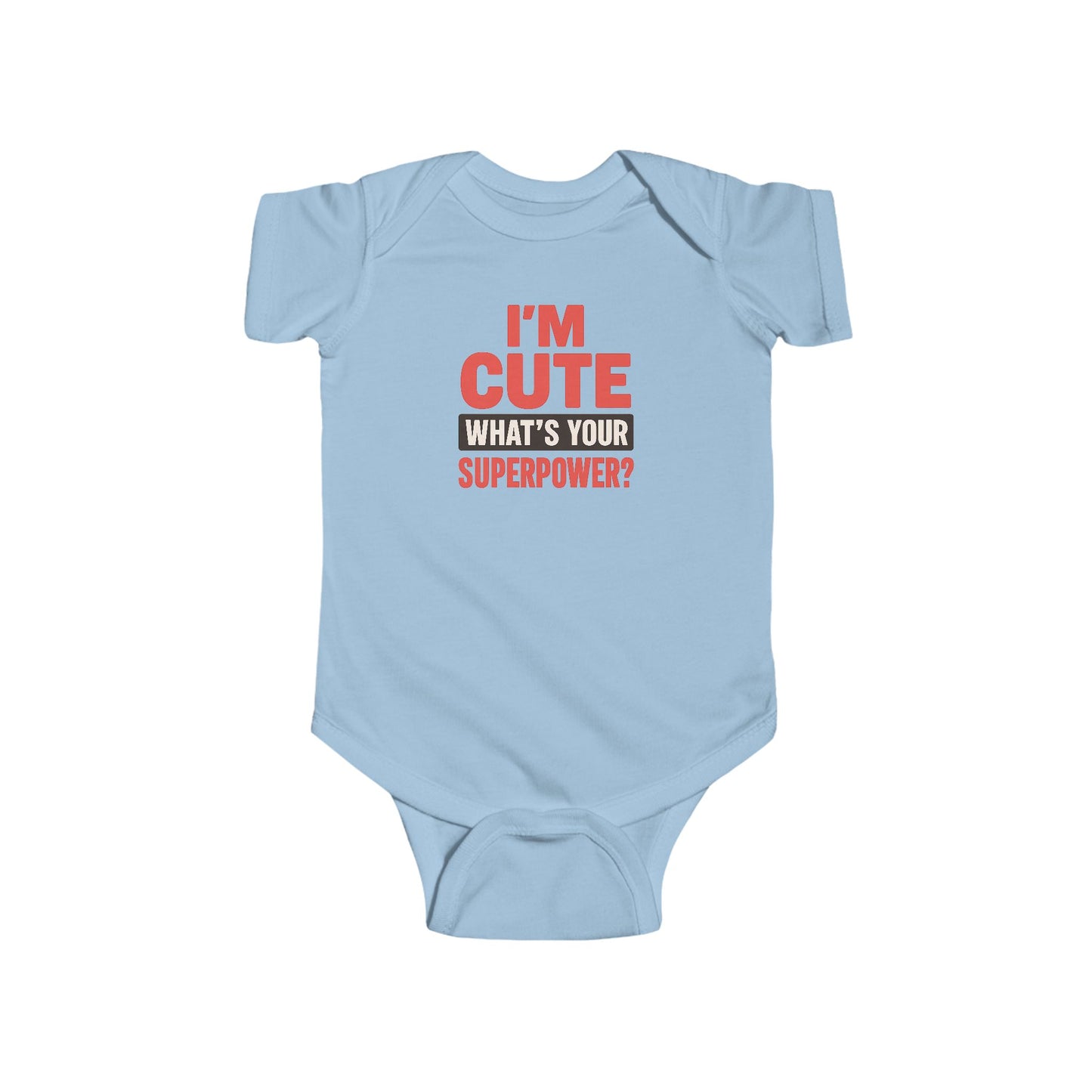 I'm Cute, What's Your Superpower? - Baby Bodysuit - Bold & Cute in red