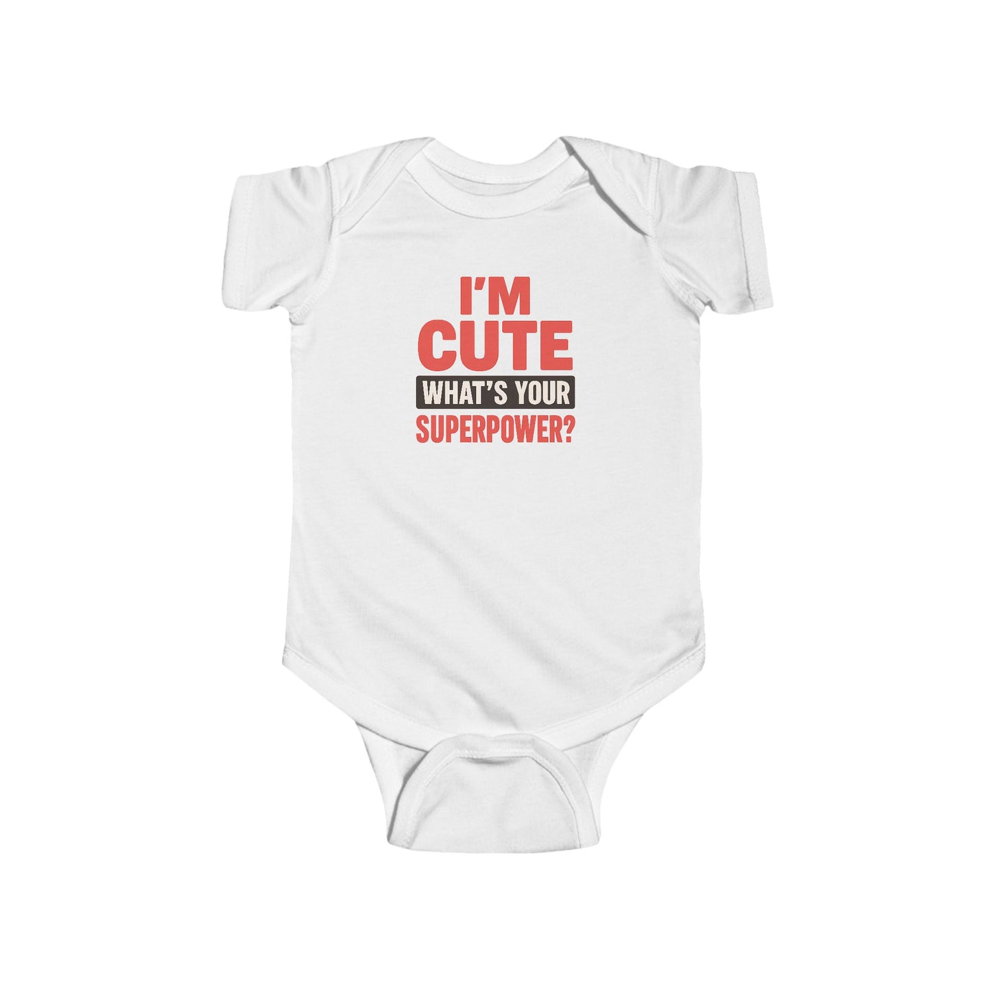 I'm Cute, What's Your Superpower? - Baby Bodysuit - Bold & Cute in red