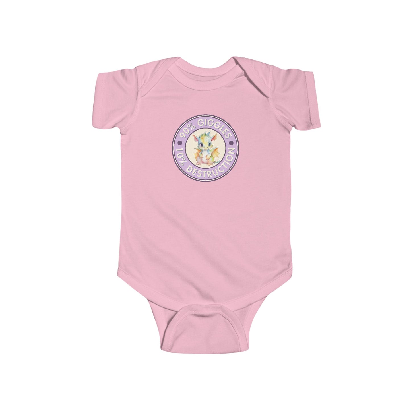 90% Giggles, 10% Destruction - Baby Bodysuit - Lavender Giggle Dragon