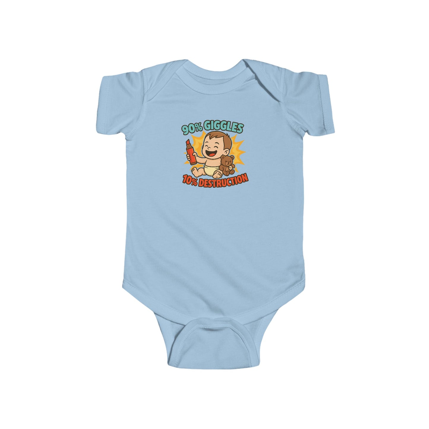 90% Giggles, 10% Destruction - Baby Bodysuit - Artist Jack
