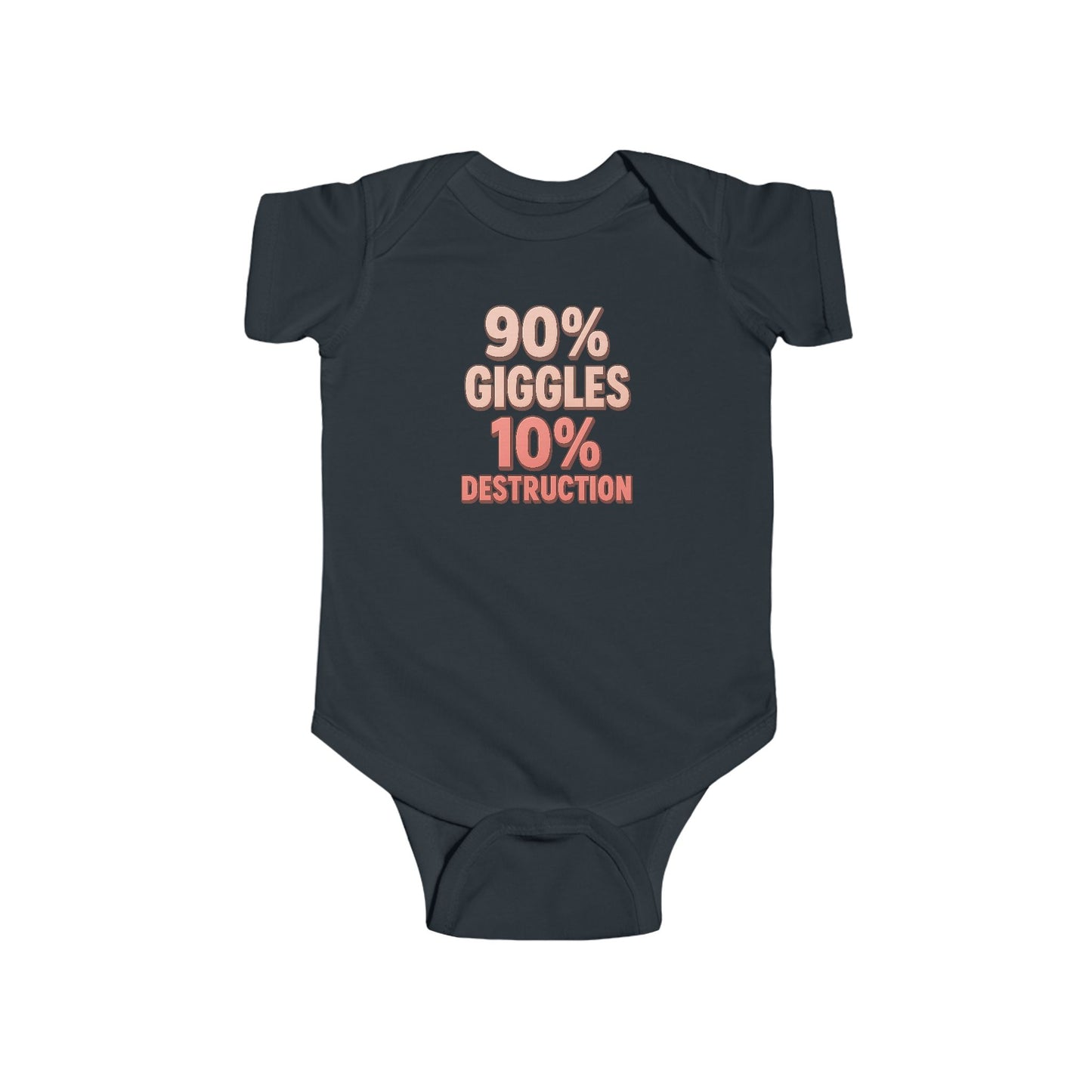 90% Giggles, 10% Destruction - Baby Bodysuit - Bold in Pink