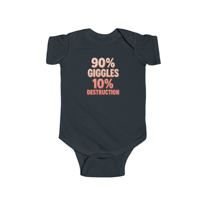 90% Giggles, 10% Destruction - Baby Bodysuit - Bold in Pink