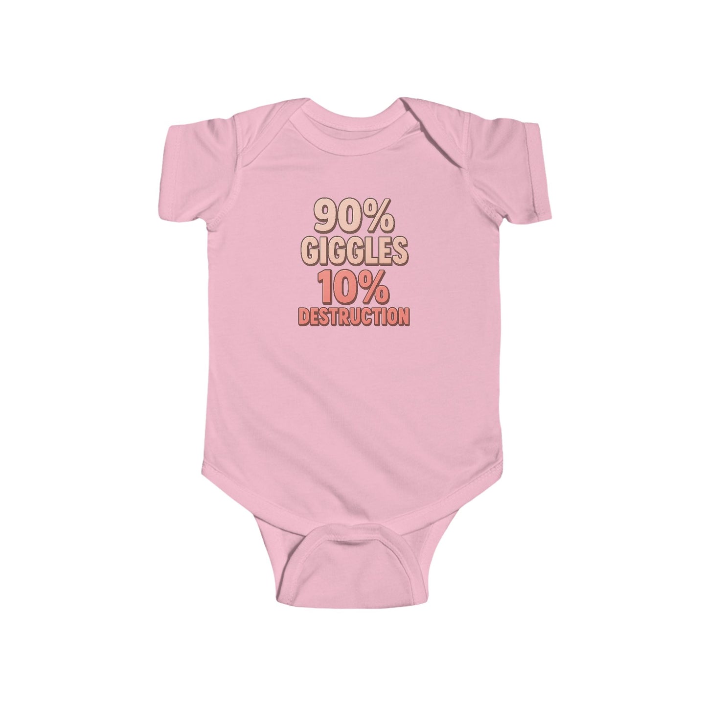 90% Giggles, 10% Destruction - Baby Bodysuit - Bold in Pink