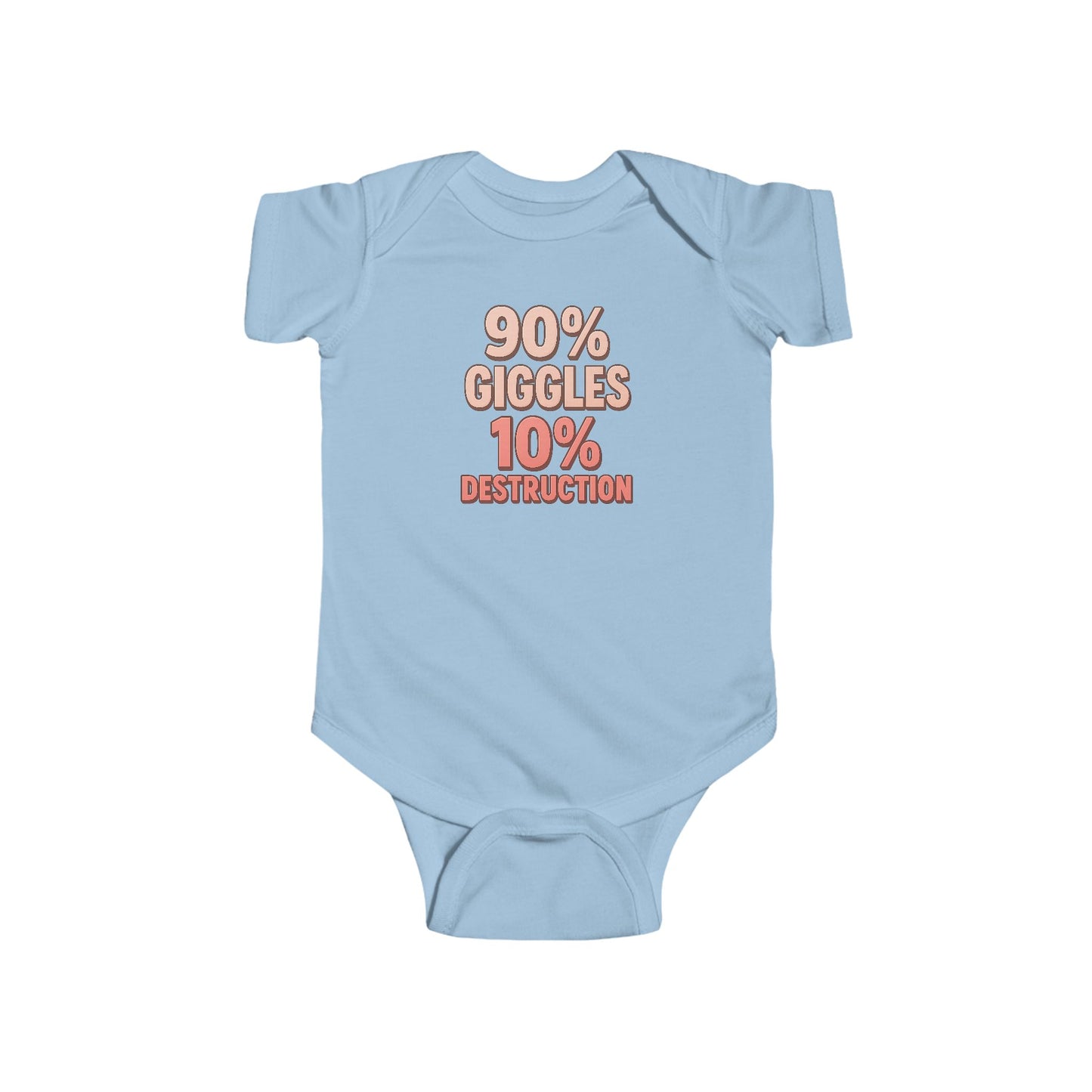 90% Giggles, 10% Destruction - Baby Bodysuit - Bold in Pink