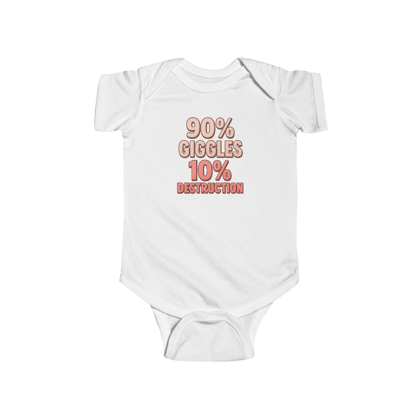 90% Giggles, 10% Destruction - Baby Bodysuit - Bold in Pink