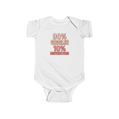 90% Giggles, 10% Destruction - Baby Bodysuit - Bold in Pink