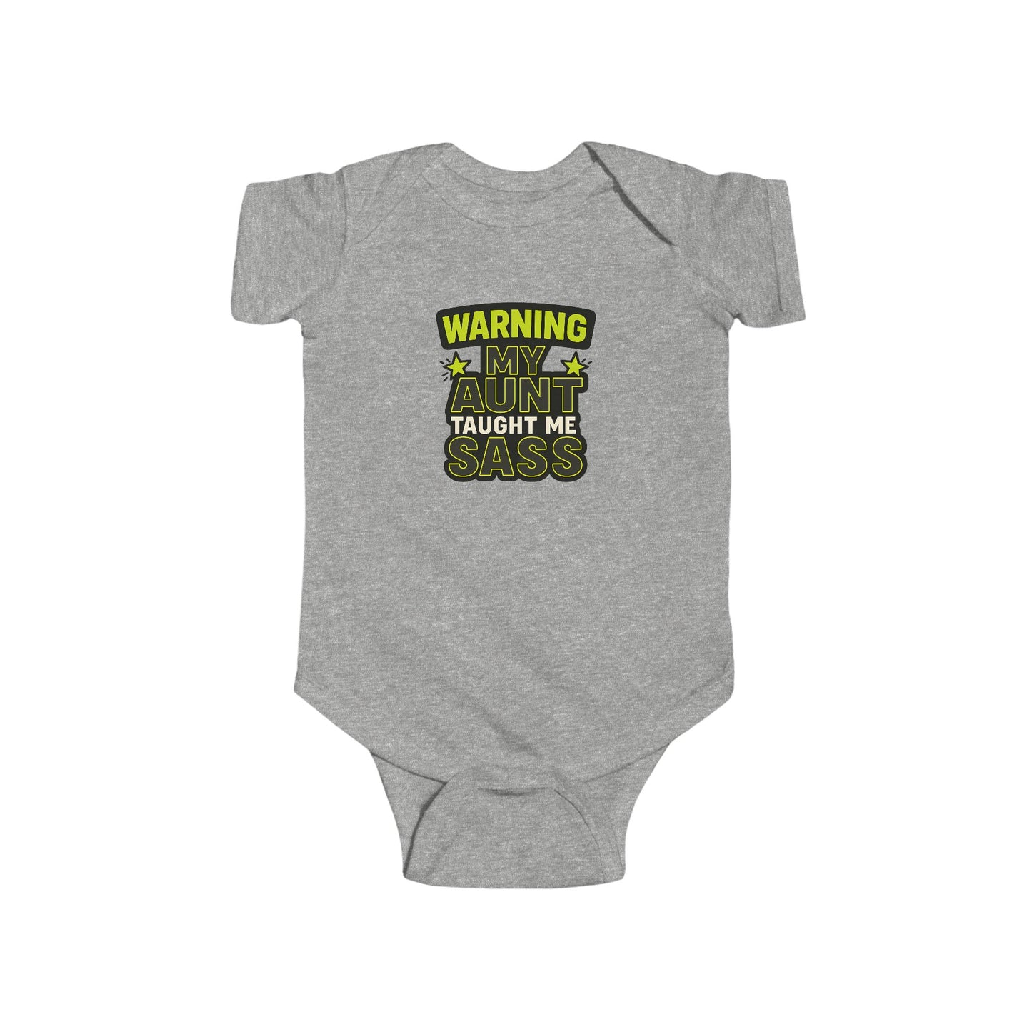 Warning, My Aunt Taught Me Sass - Baby Bodysuit - Toxic Green Sass