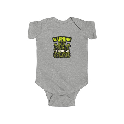Warning, My Aunt Taught Me Sass - Baby Bodysuit - Toxic Green Sass