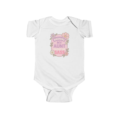 Warning, My Aunt Taught Me Sass - Baby Bodysuit - Garden Party Sass