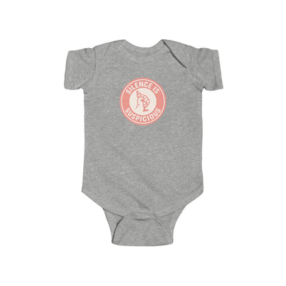Silence is Suspicious - Baby Bodysuit - Future Artist on Peach Stamp