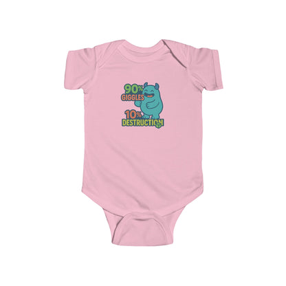 90% Giggles, 10% Destruction - Baby Bodysuit - Blue Monster