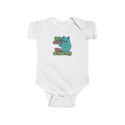 90% Giggles, 10% Destruction - Baby Bodysuit - Blue Monster