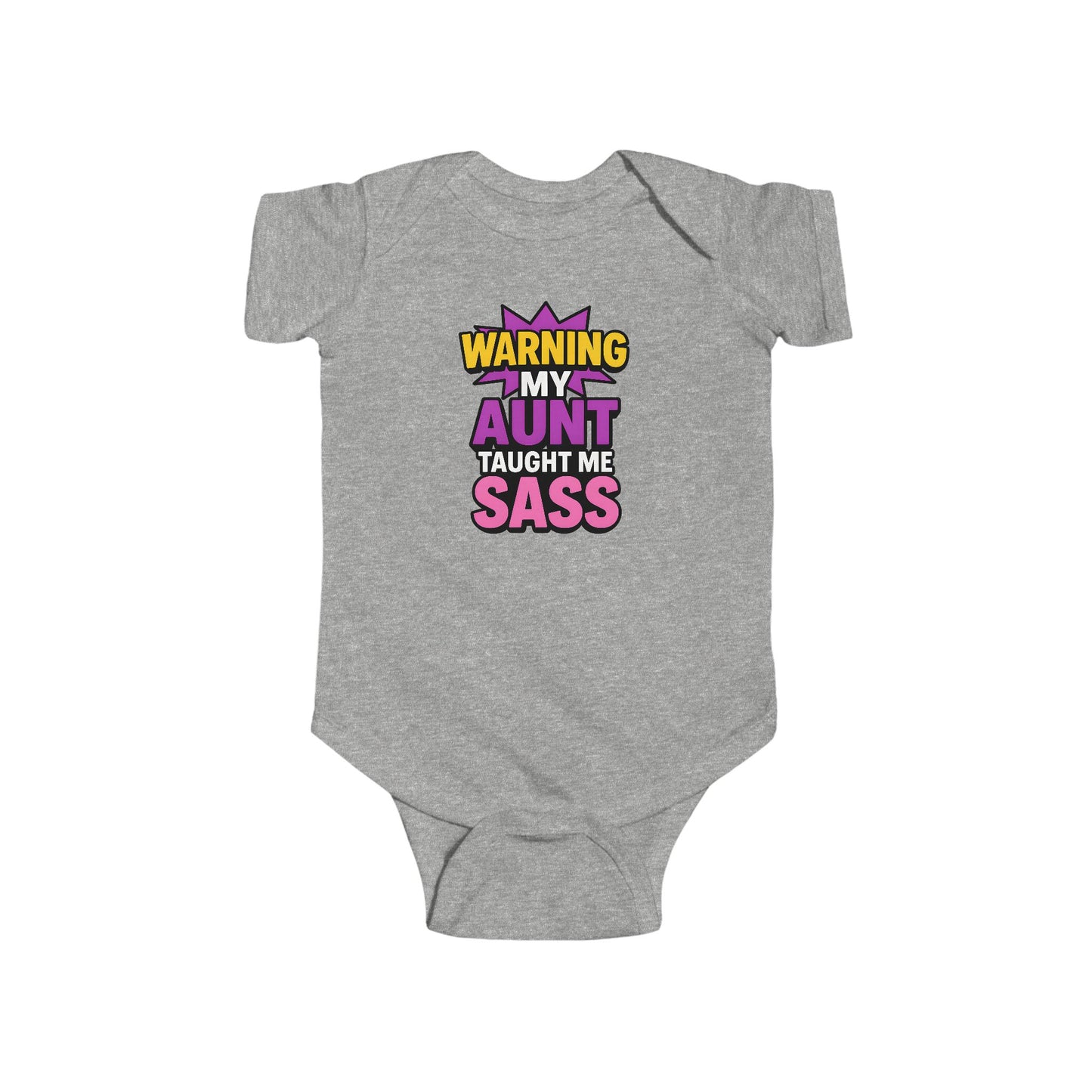 Warning, My Aunt Taught Me Sass - Baby Bodysuit - Bold in Purple