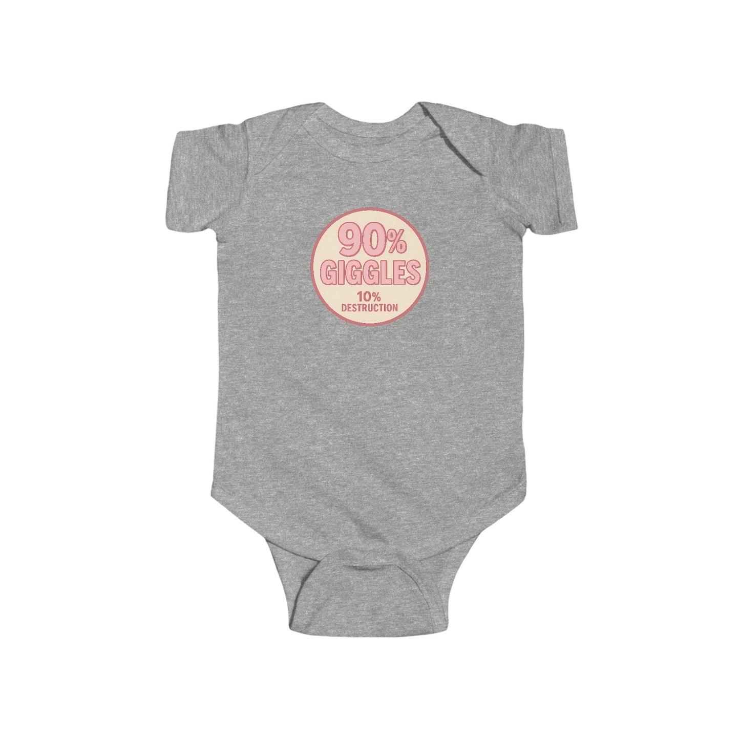 90% Giggles, 10% Destruction - Baby Bodysuit - Modern Stamp in Pink