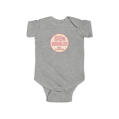 90% Giggles, 10% Destruction - Baby Bodysuit - Modern Stamp in Pink