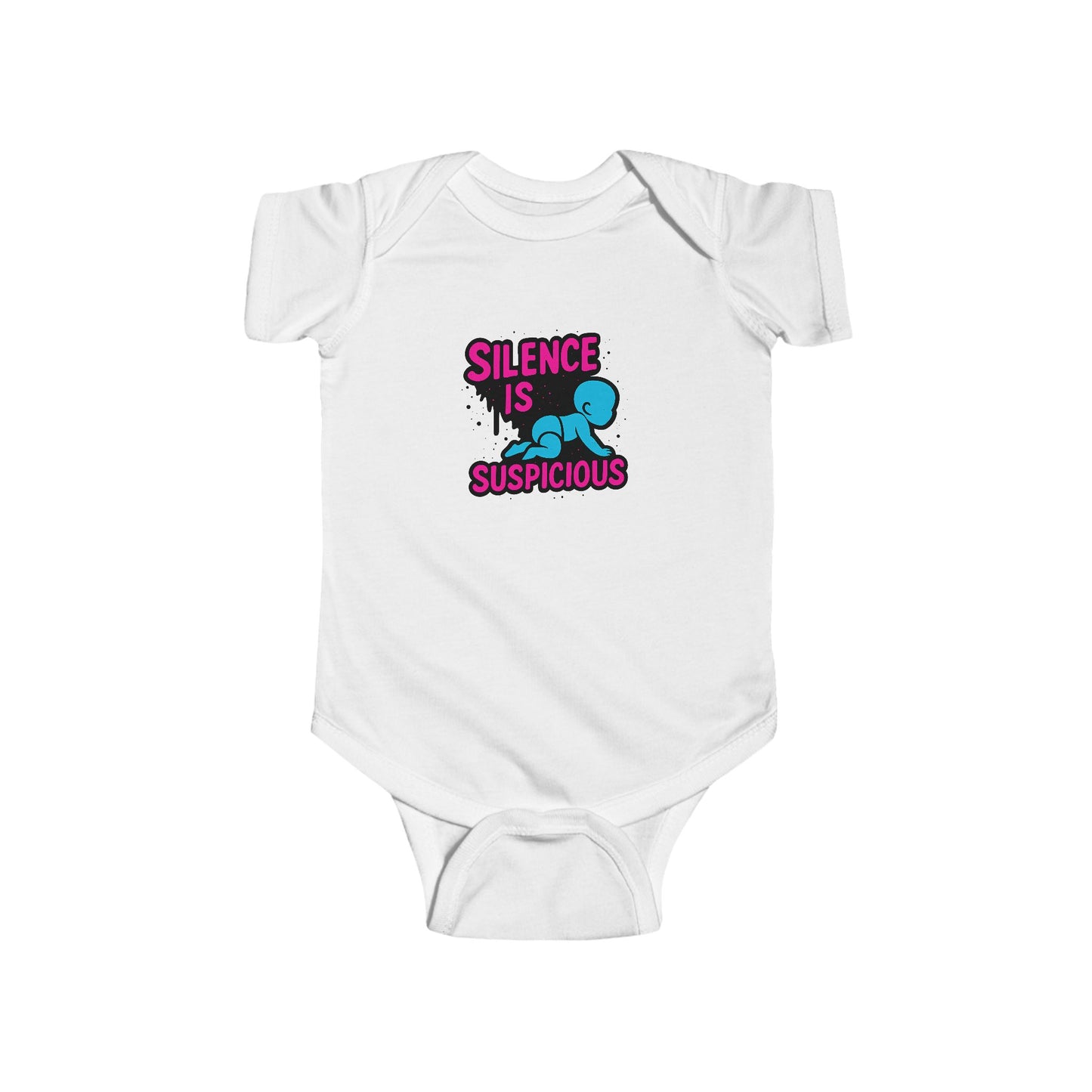 Silence is Suspicious - Baby Bodysuit - I Didn't Do It with Blue Baby