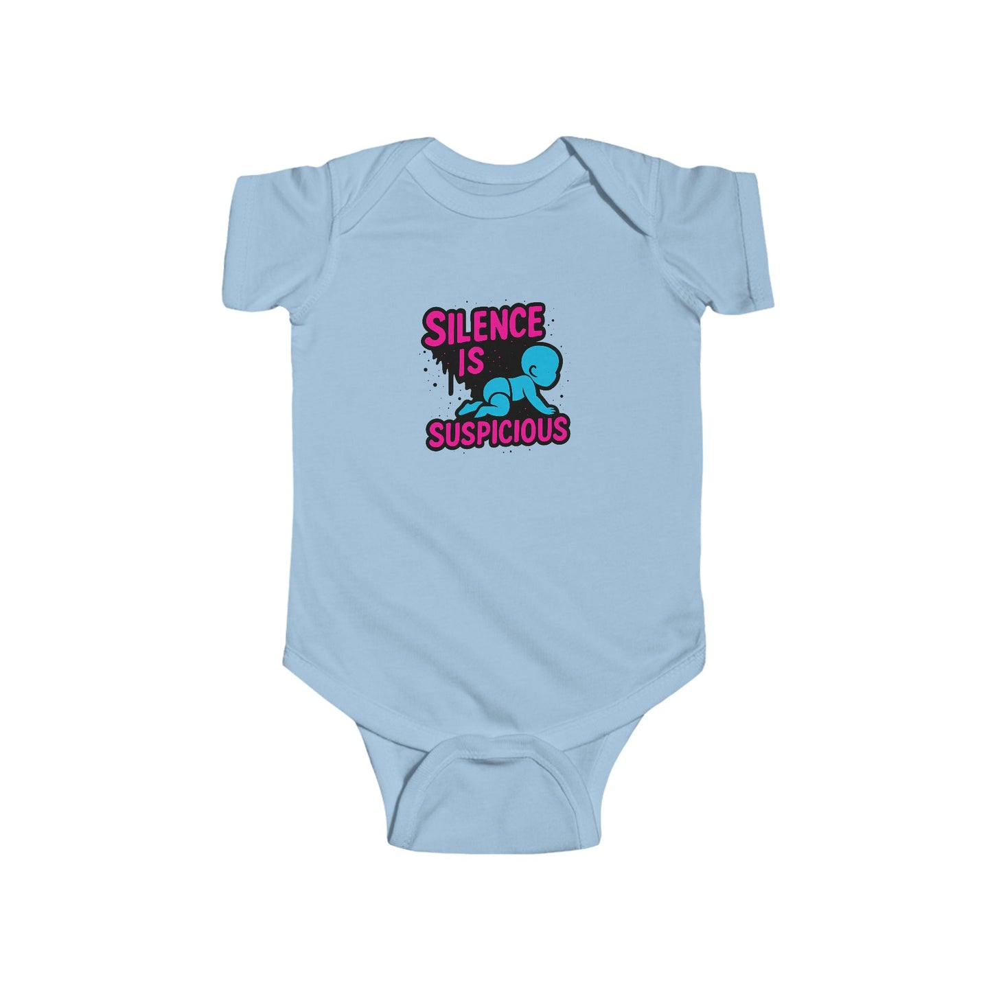 Silence is Suspicious - Baby Bodysuit - I Didn't Do It with Blue Baby