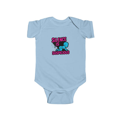 Silence is Suspicious - Baby Bodysuit - I Didn't Do It with Blue Baby