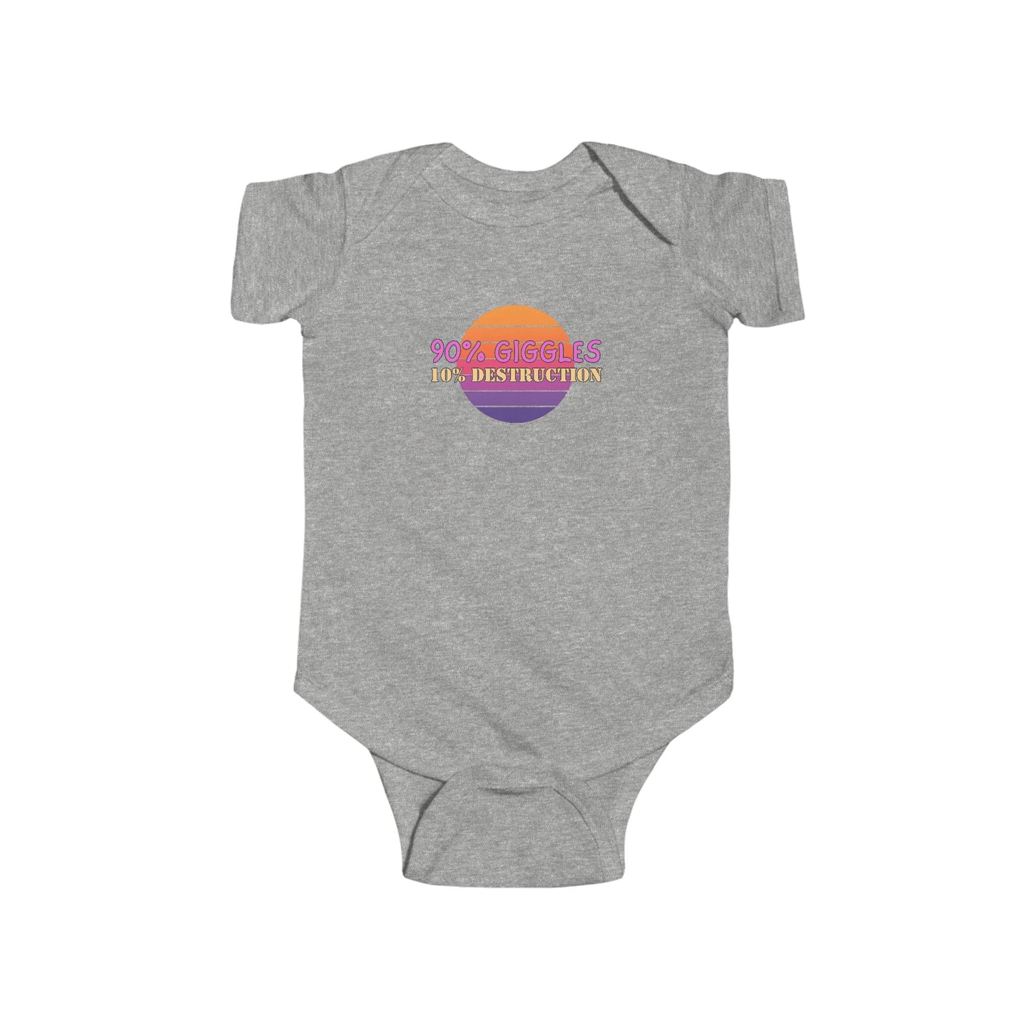 90% Giggles, 10% Destruction - Baby Bodysuit - on Miami Sunset