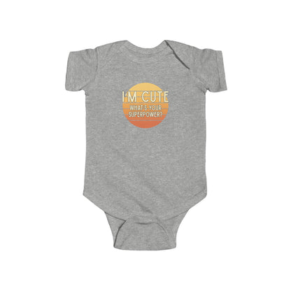 I'm Cute, What's Your Superpower? - Baby Bodysuit - on Key West Sunset