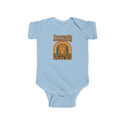 Currently Accepting Bribes in the Form of Snacks - Baby Bodysuit - Happy Bear