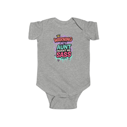 Warning, My Aunt Taught Me Sass - Baby Bodysuit - Crowned Graffiti