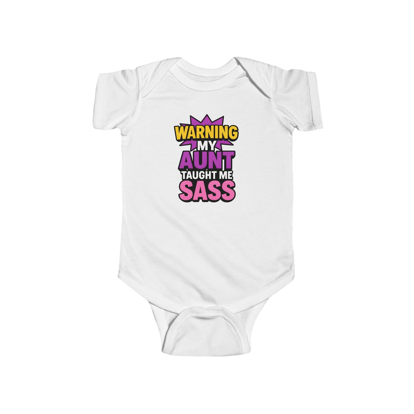 Warning, My Aunt Taught Me Sass - Baby Bodysuit - Bold in Purple