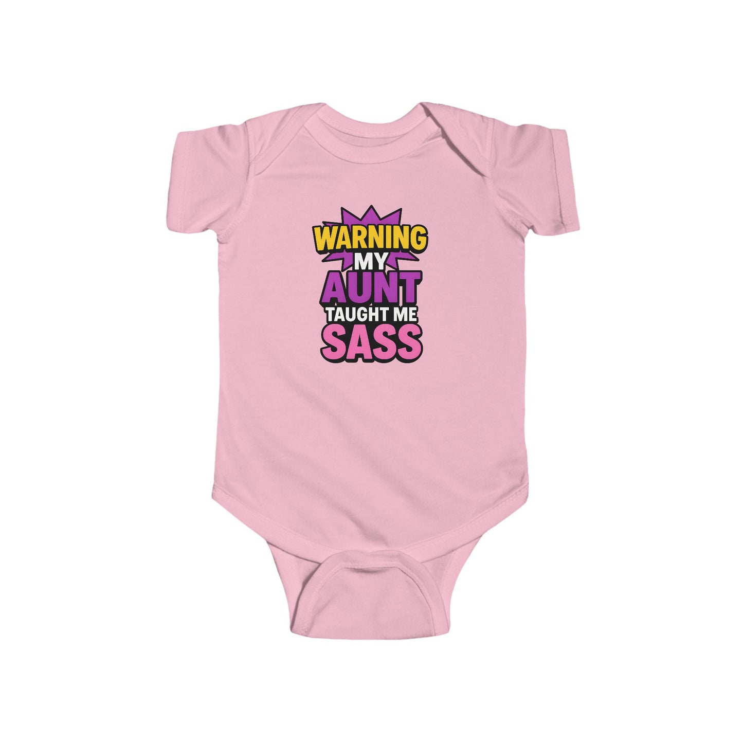 Warning, My Aunt Taught Me Sass - Baby Bodysuit - Bold in Purple