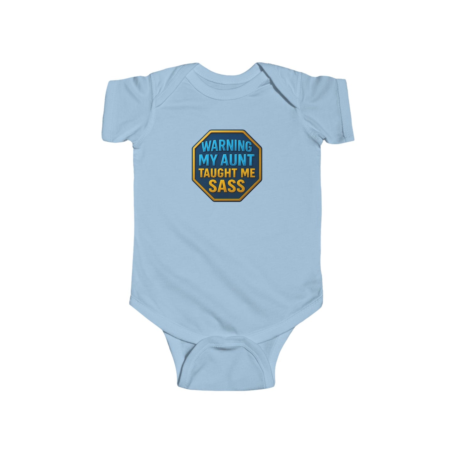 Warning, My Aunt Taught Me Sass - Baby Bodysuit - Blue Sass
