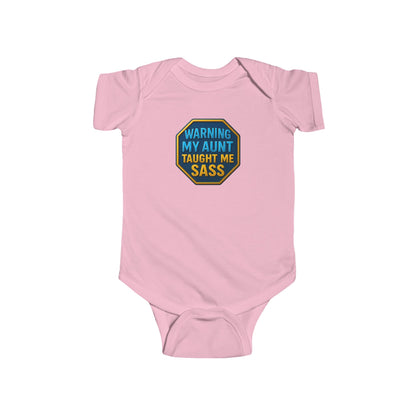 Warning, My Aunt Taught Me Sass - Baby Bodysuit - Blue Sass