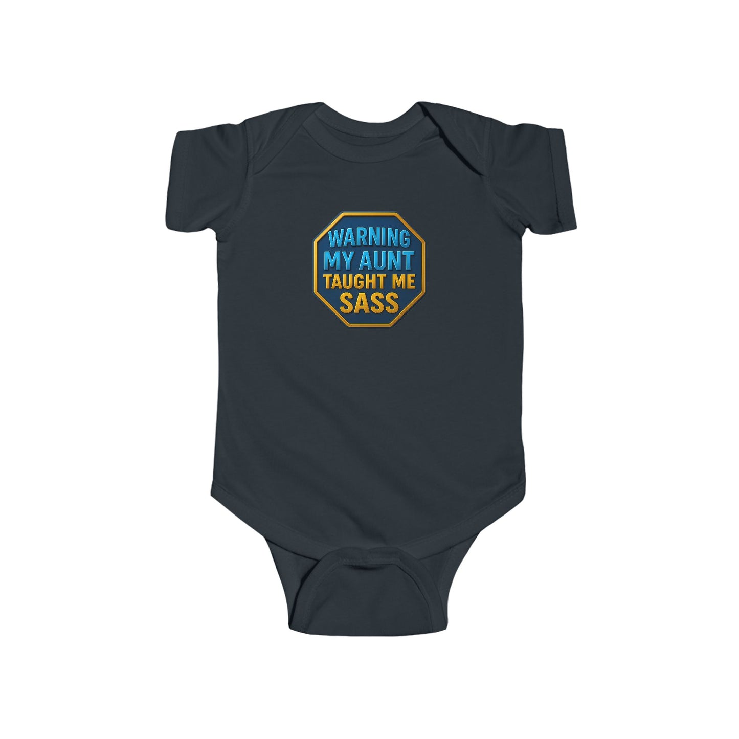 Warning, My Aunt Taught Me Sass - Baby Bodysuit - Blue Sass